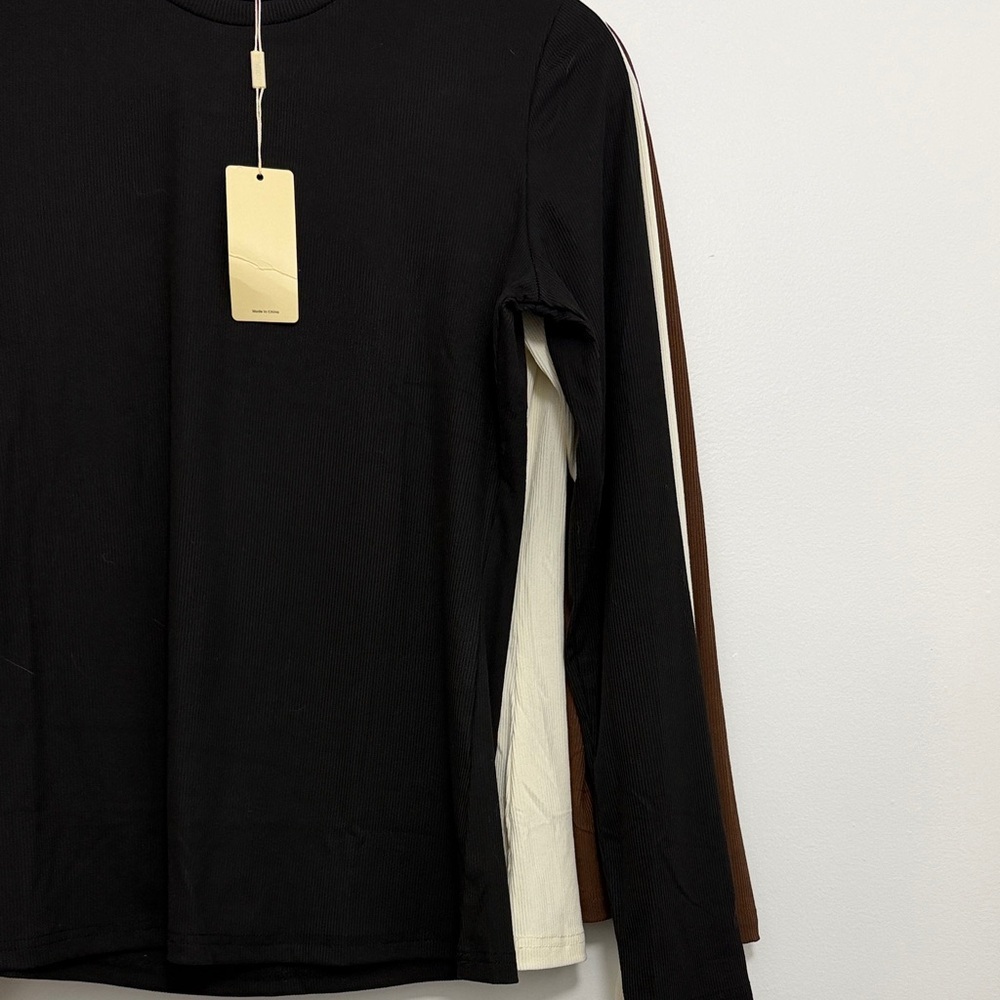 🆕 NWT 3 Pack Ekouaer Women's Ribbed Bodysuits - Black, Brown, Cream - Picture 2 of 9